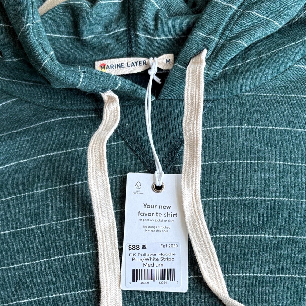 Marine Layer Teal Striped Hoodie Sweater - Picture 2 of 6